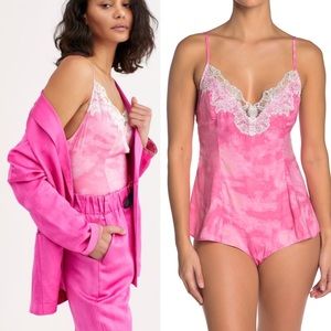 Free People Luella Lace Trim Tie-Dye Bodysuit